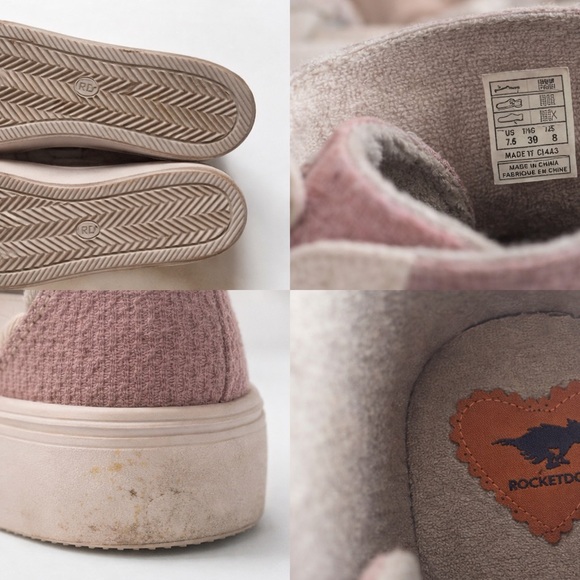 Rocketdog Stylish Pink and Beige High-Top Platform Quilted Sneakers - Picture 3 of 3